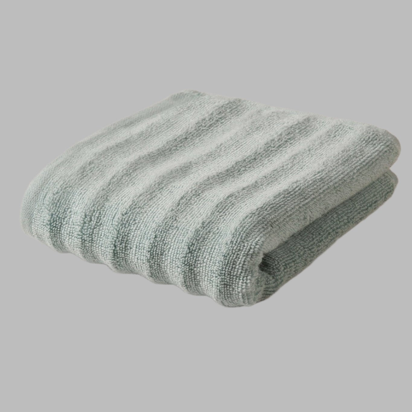 Sage Green Stripe Embossed Hand Towel - THE LINEN COMPANY