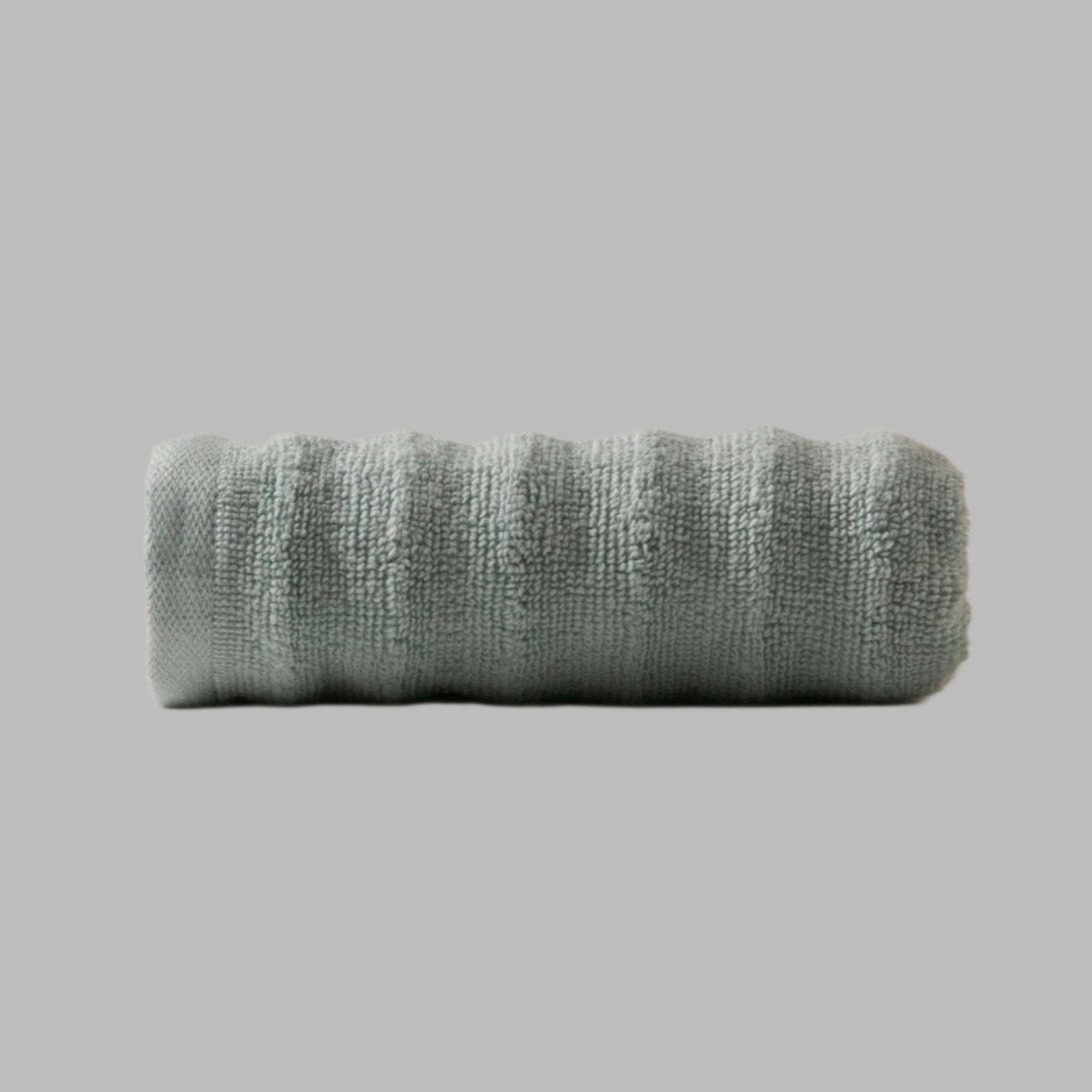 Sage Green Stripe Embossed Hand Towel - THE LINEN COMPANY