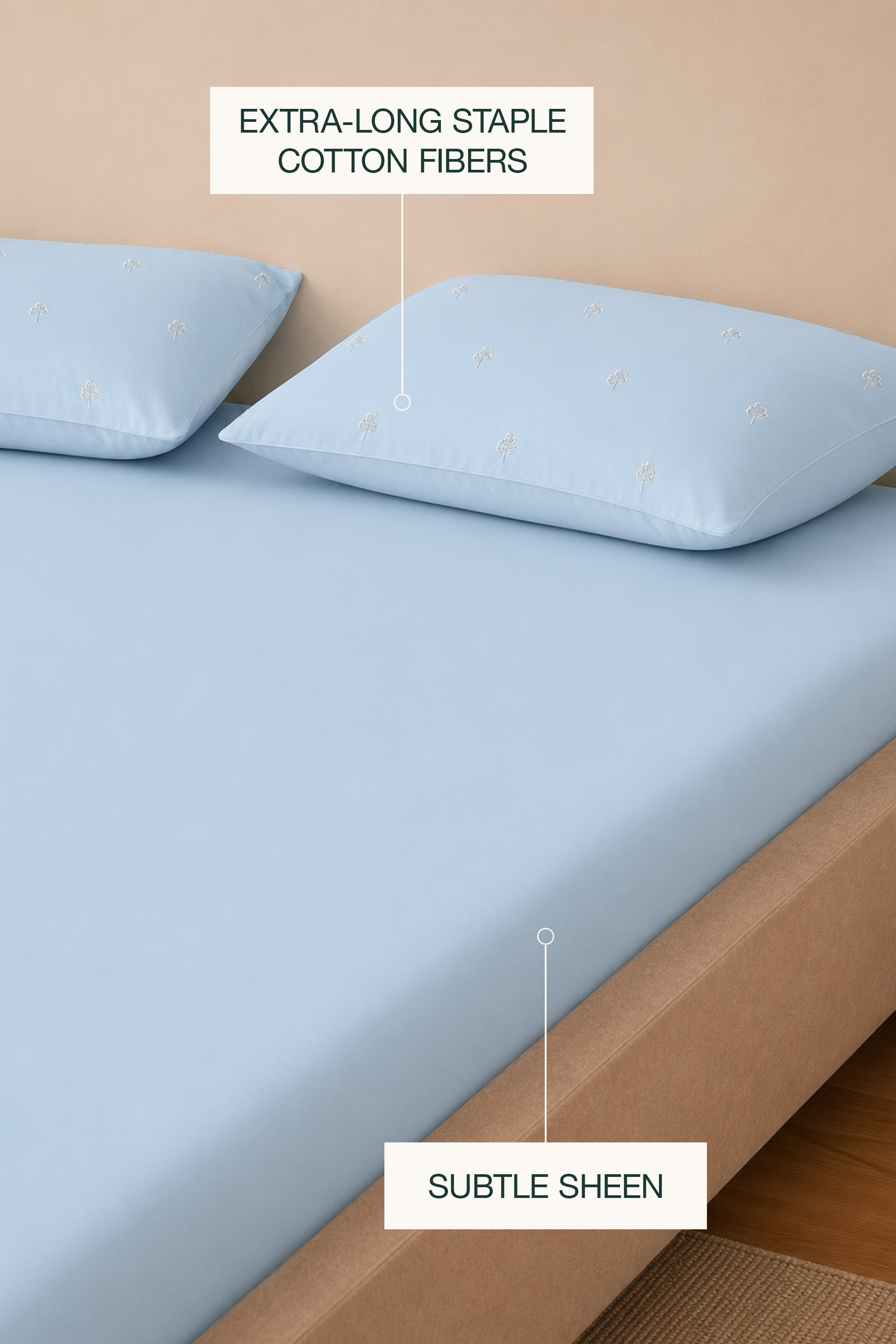 T400 Luxe Sky Embroidered Egyptian Cotton Bed Sheet Set