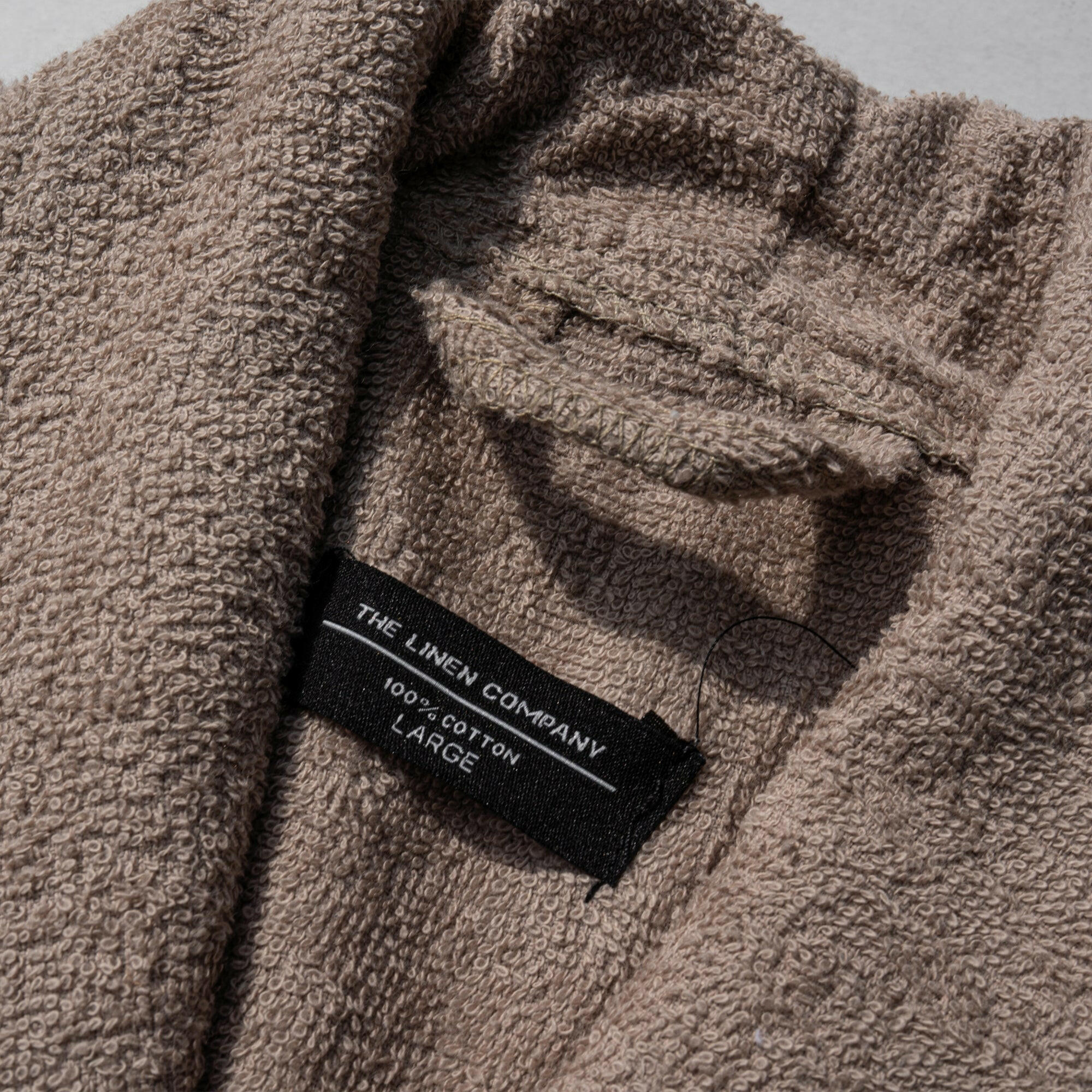 Taupe Collared Bathrobe - THE LINEN COMPANY