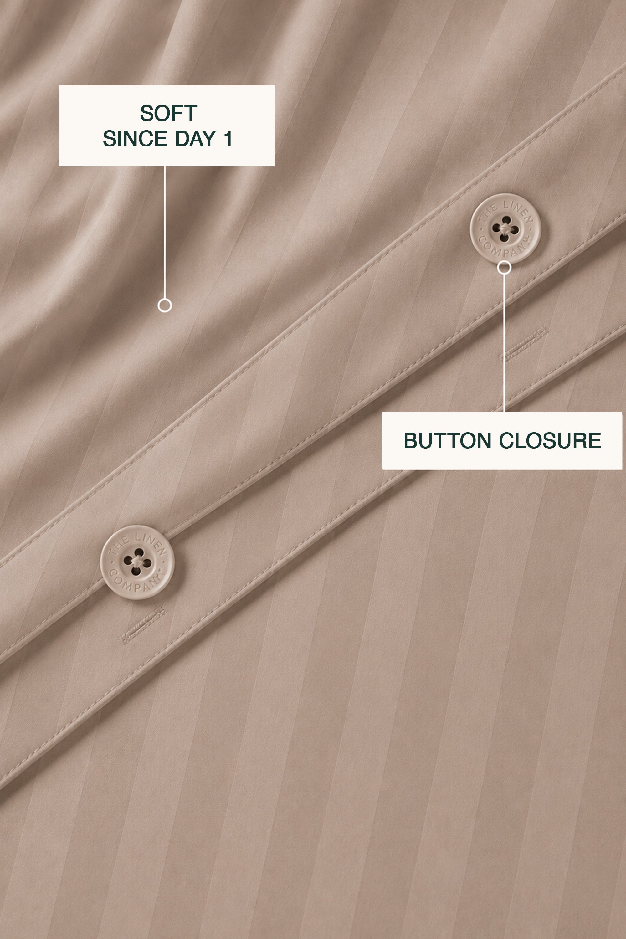 T300 Luxe Taupe Striped Duvet Cover Set
