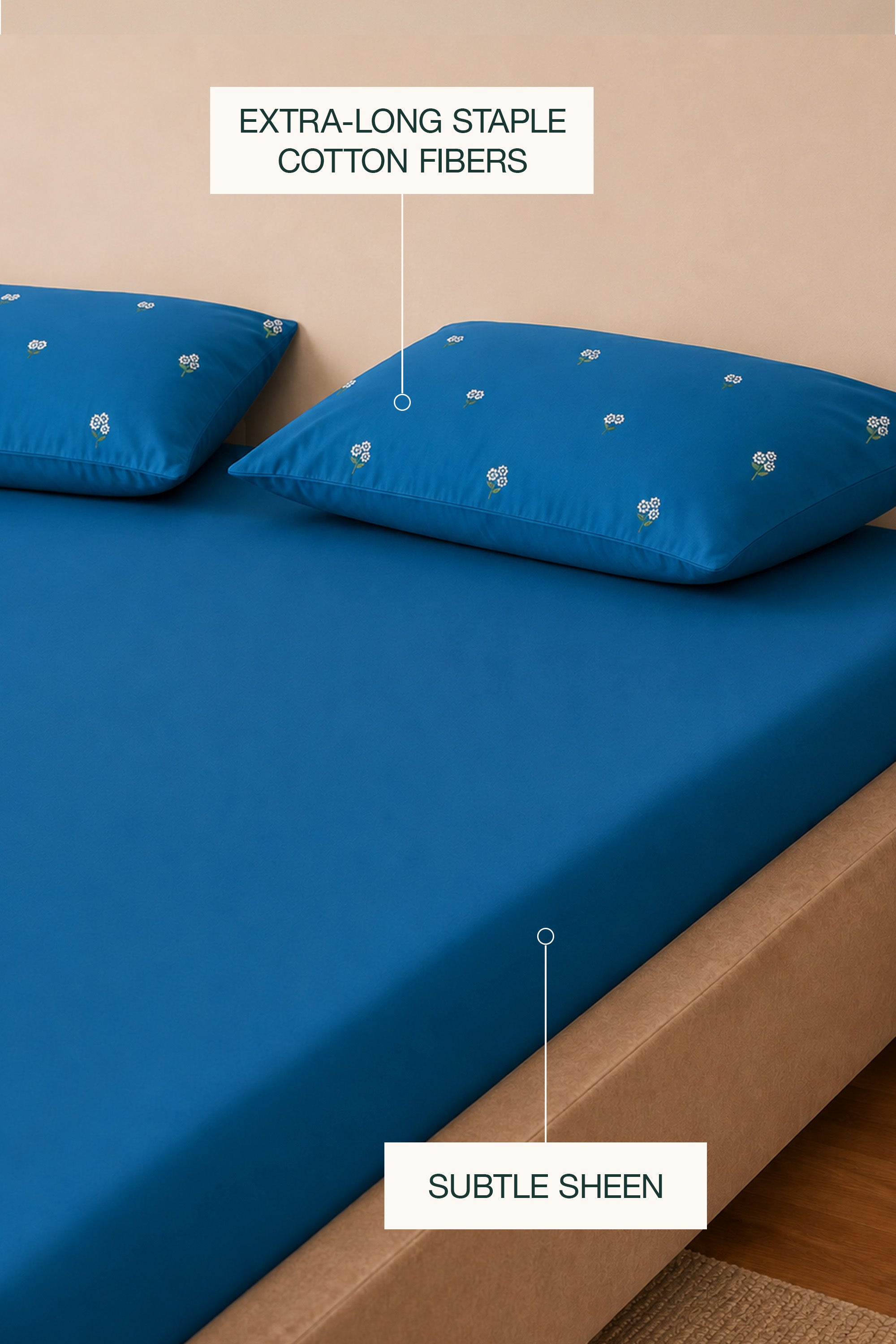 T400 Luxe Teal Embroidered Egyptian Cotton Bed Sheet Set