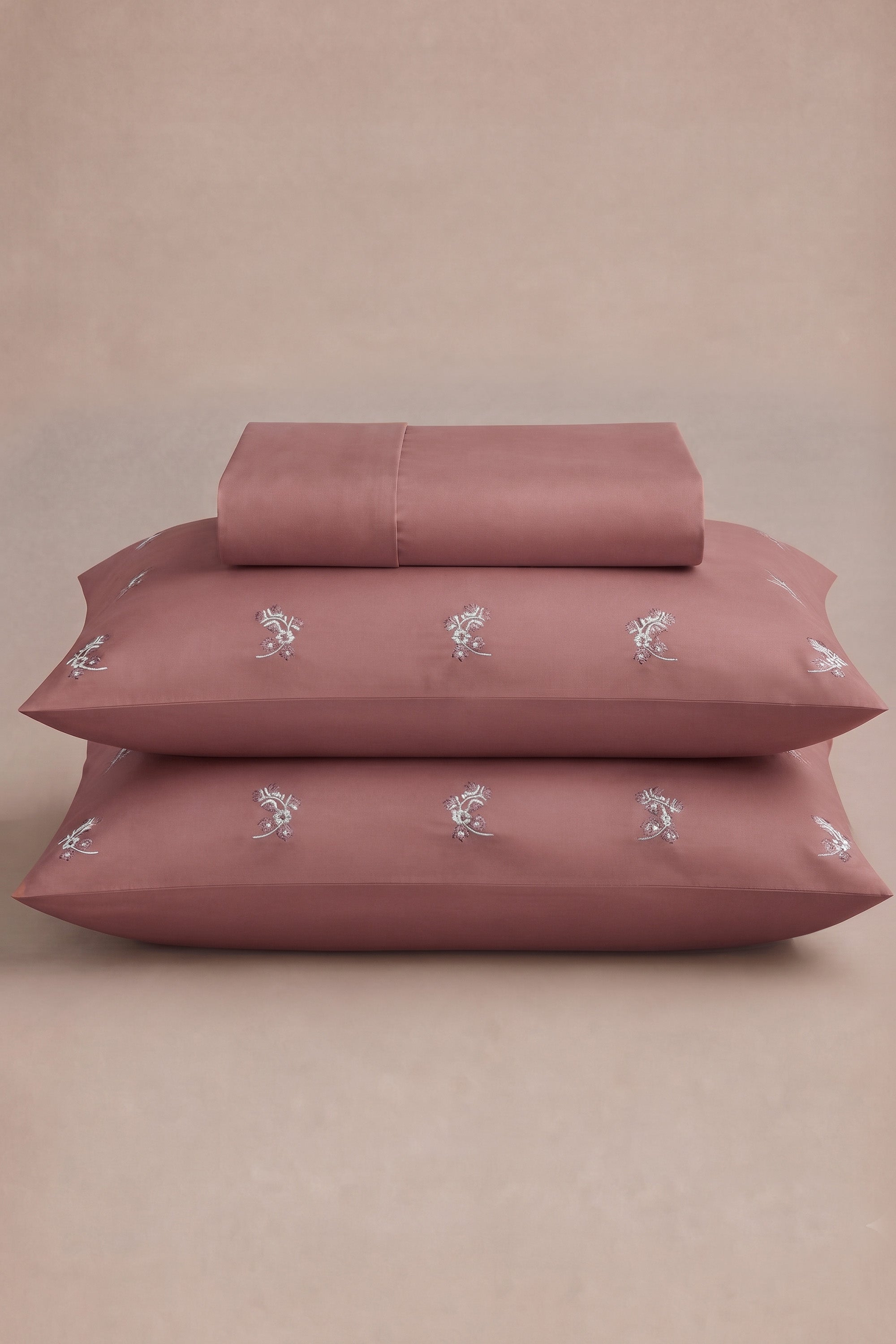 T400 Luxe Terracotta Embroidered Egyptian Cotton Bed Sheet Set