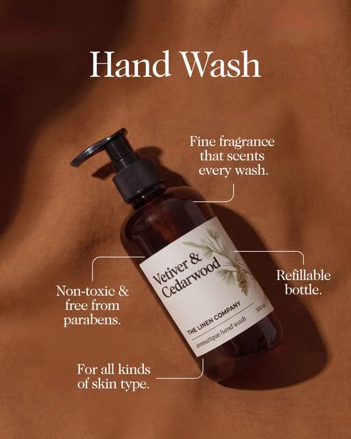 Vetiver & Cedarwood hand wash by The Linen Company