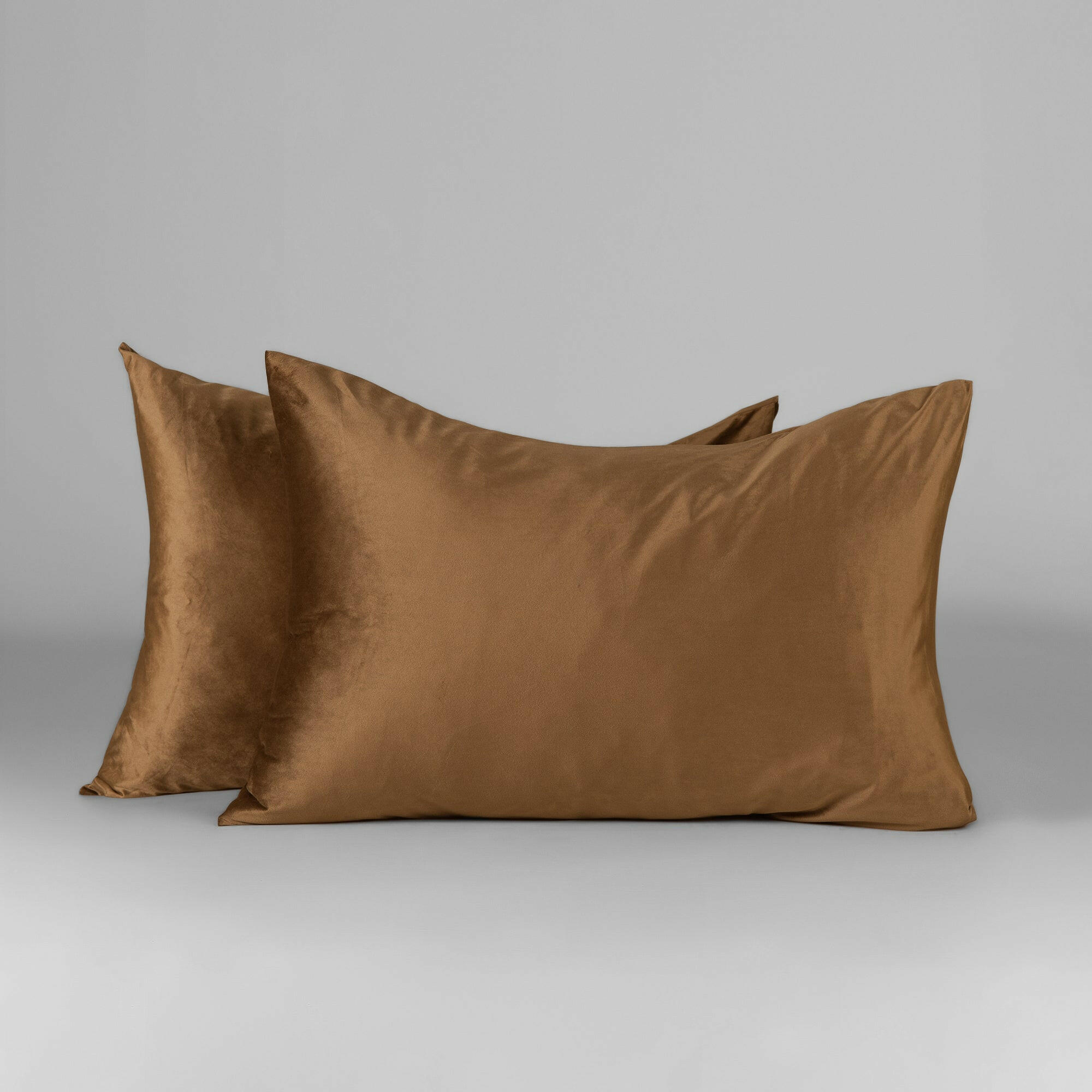 Walnut Brown Velvet Fitted Sheet Set - THE LINEN COMPANY