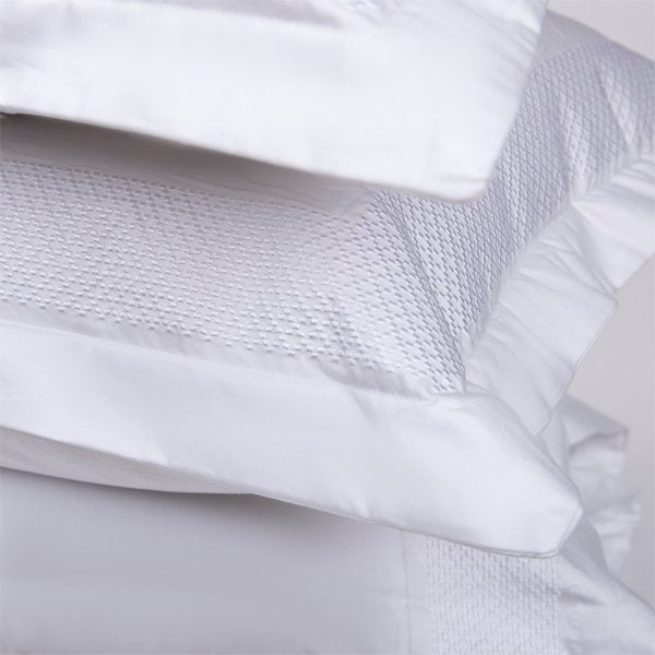 White 800 Supima Wood Work Duvet Cover Set - THE LINEN COMPANY