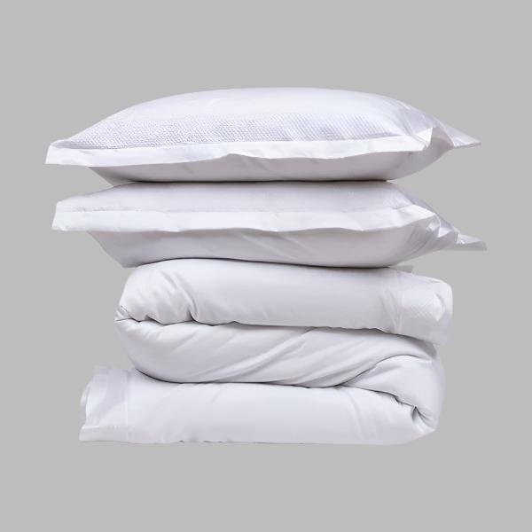 White 800 Supima Wood Work Duvet Cover Set - THE LINEN COMPANY