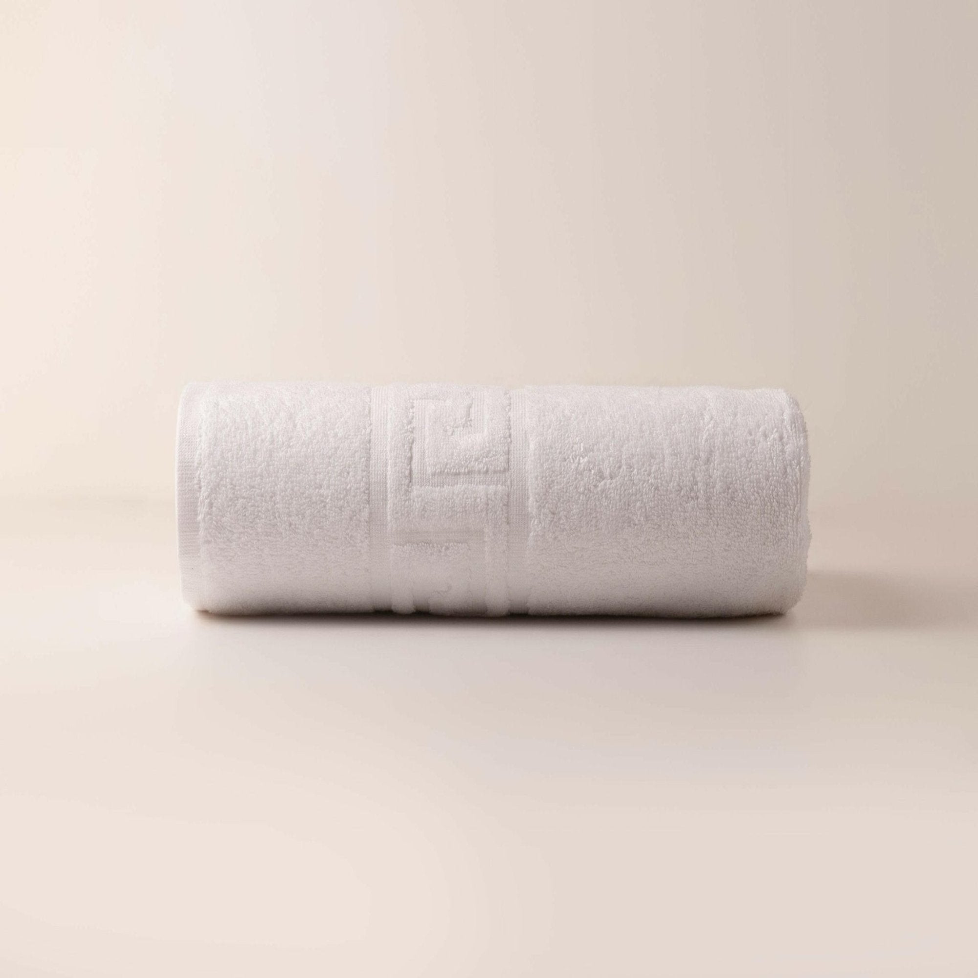 White Greek Key Bath Towel - THE LINEN COMPANY