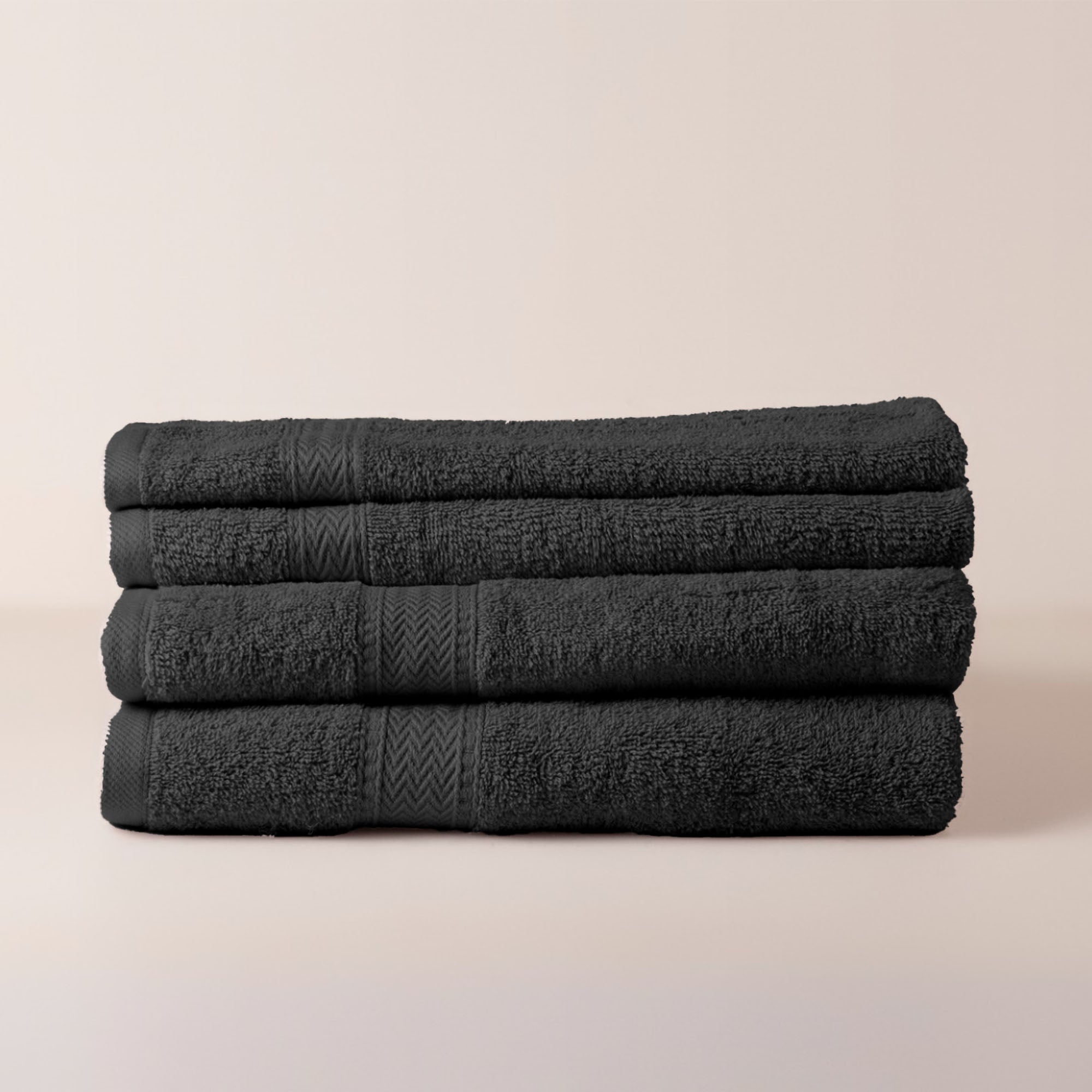 Black Zigzag Towels - Set of 4